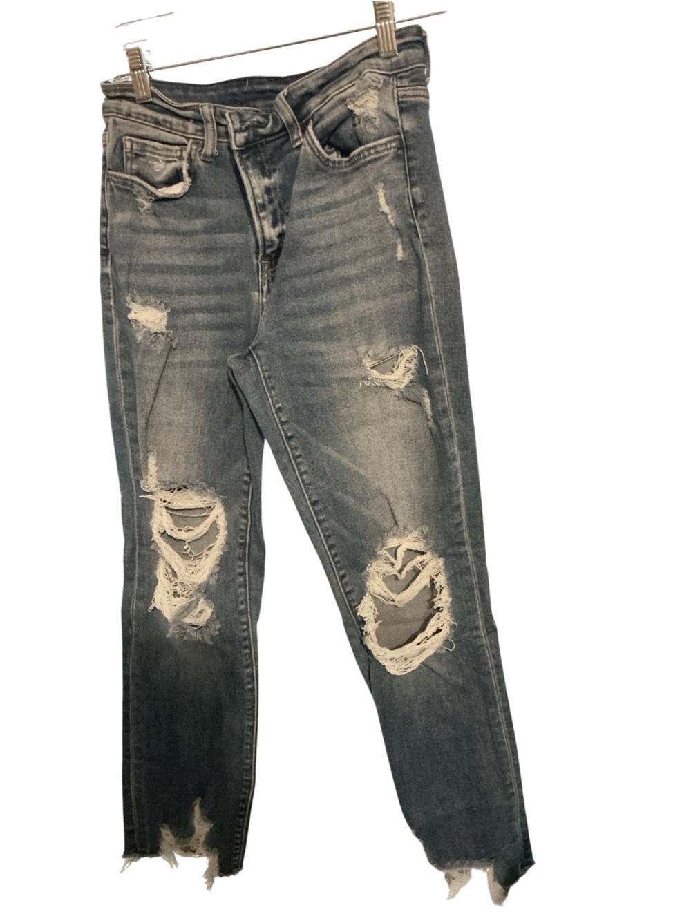 Flying Monkey Distressed Skinny Jeans - Washed Gray
